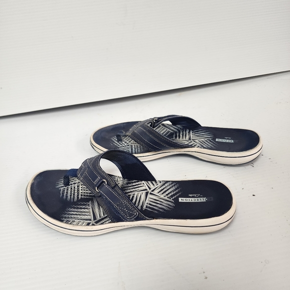 Clarks Brinkley Bree Open Toe Casual Navy/White Adjustable Strap Sandal Sz 10 - Picture 4 of 7